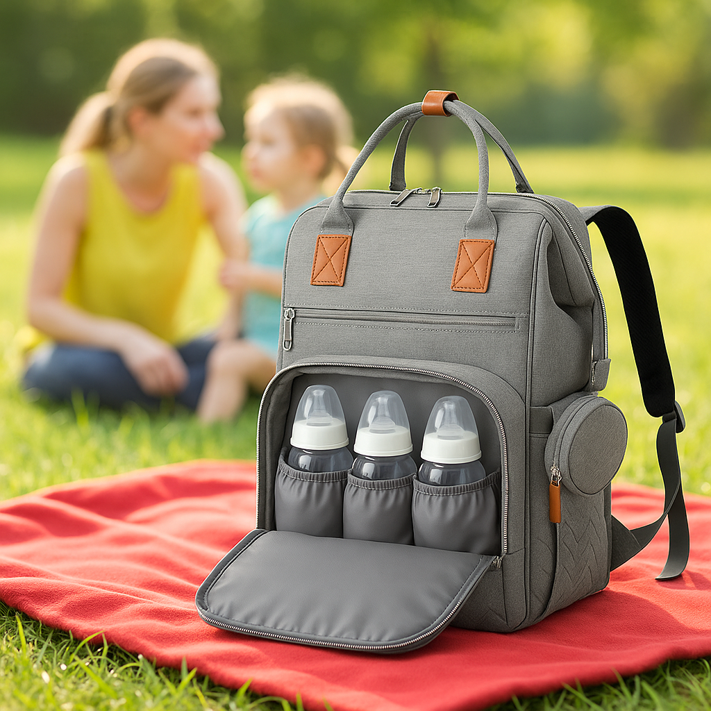 sac a langer ouvert trois bouteilles biberon
