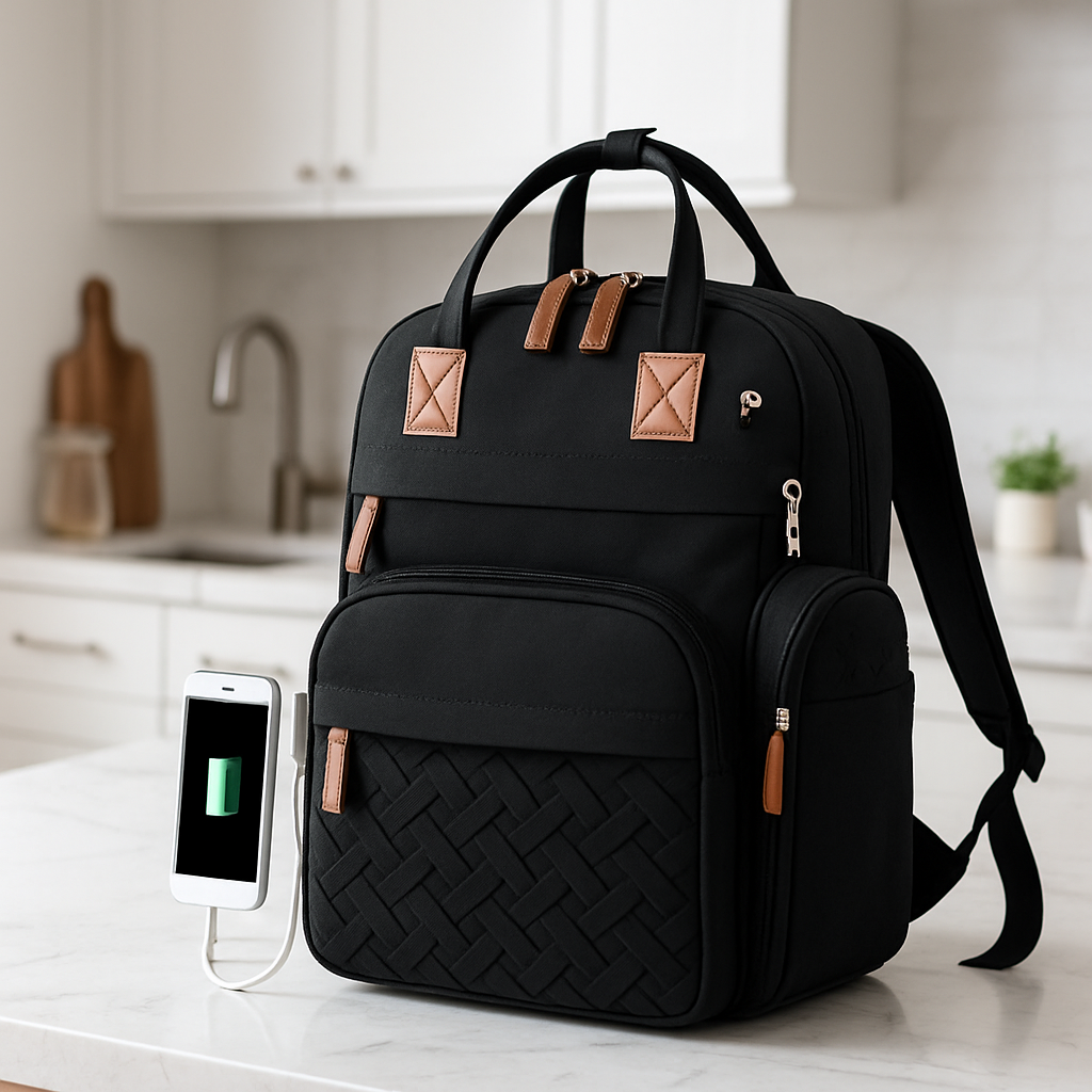 sac a langer noir avec charge portable